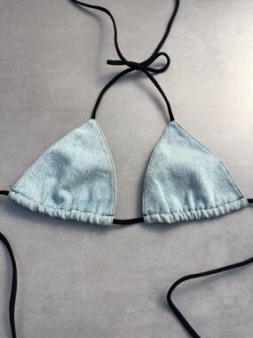Denim Triangle Bikini Top